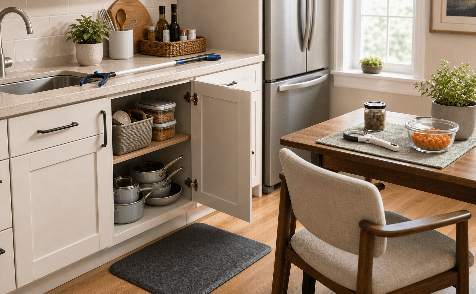 Kitchen Independence Setup example arranged in a home.