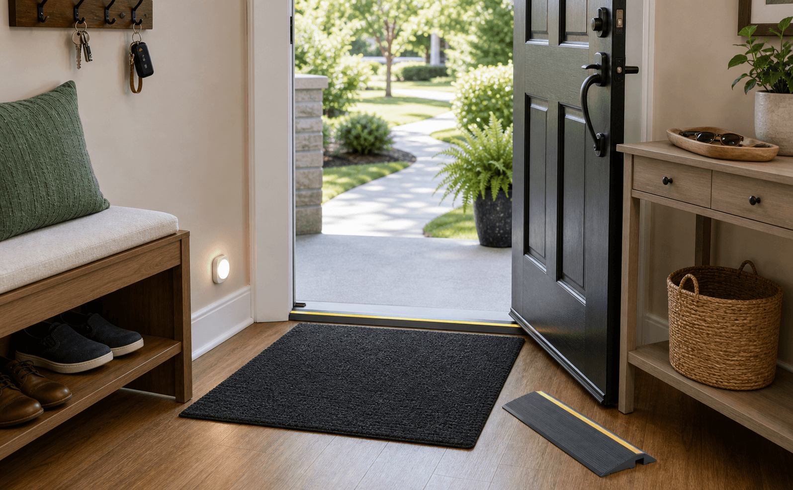 Entryway Safety Setup example arranged in a home.