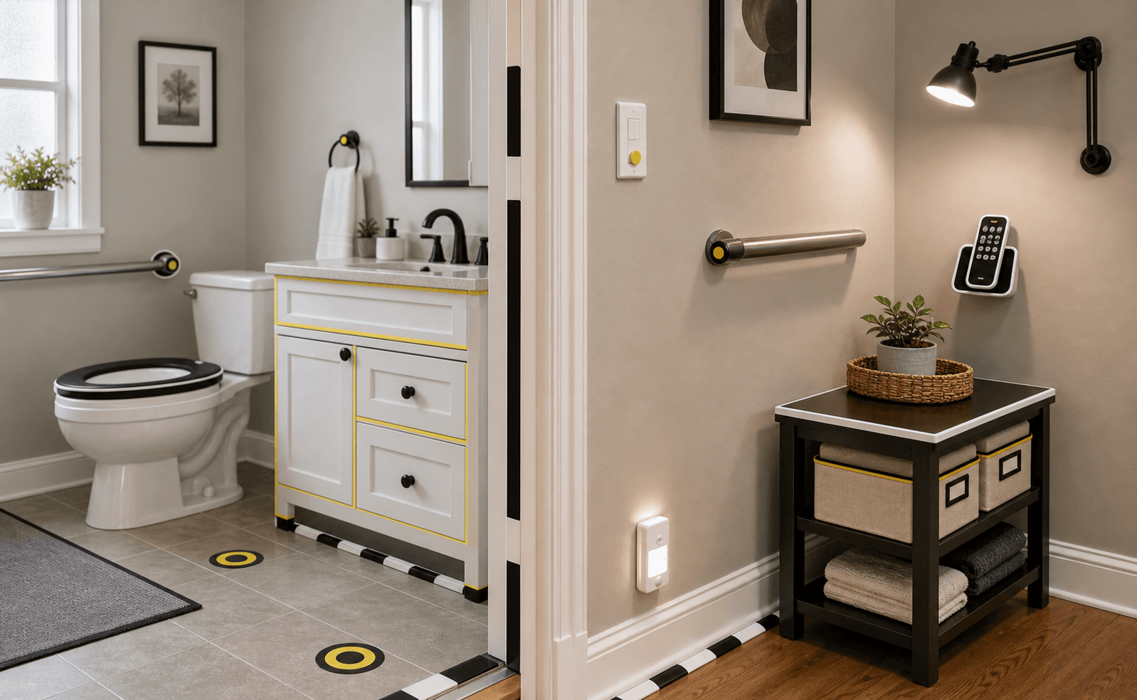 Low-Vision Safety Setup example arranged in a home.