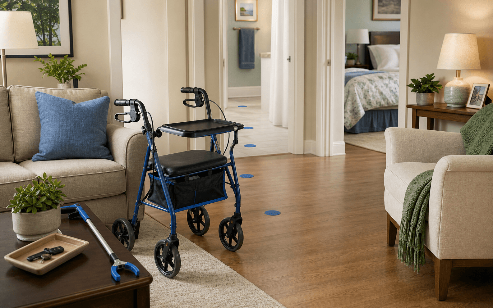 Walker-Friendly Home Setup example arranged in a home.